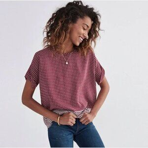 Madewell Silk Premiere Bow-Back Tee in Ascot Tile